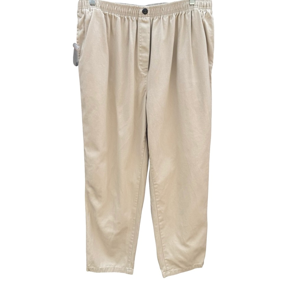 Woman Within Womens Khaki Chino Pants‎ 20W Elastic Waist Cotton Twill 31-0866-9